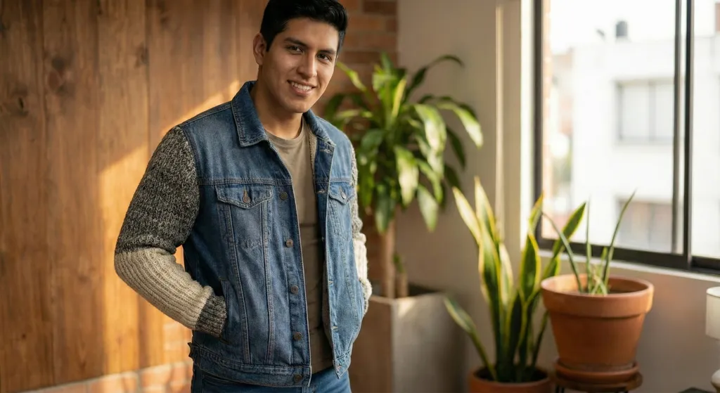 Chompa Jean con Mangas de Punto para Hombre - WenVen en tienda